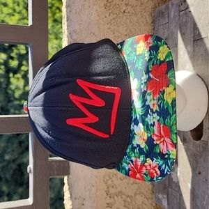 Mammoth Mountain Snapback Hat Black Floral Unisex